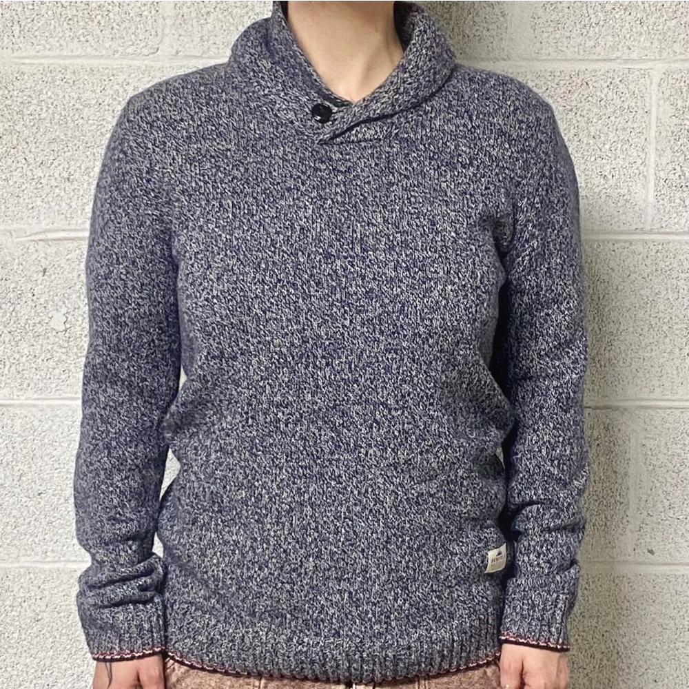 Penfield Harlington Two Tone Melange Shawl Neck Wool Sweater Size M